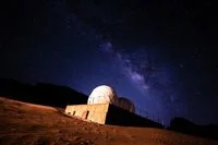 Breathtaking Milky Way galaxy view above an observatory